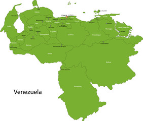 Fototapeta premium Green Venezuela map