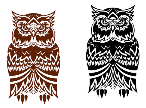 Tribal owl with decorative ornament