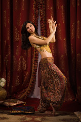 Arabic belly dancer dancing