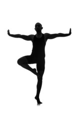 silhouette of male dancer isolated on white