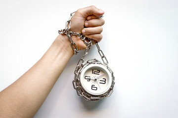 arm chained with a clock
