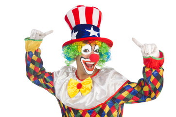 Clown with hat and american flag