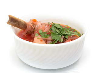 borscht soup on a white background