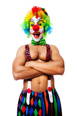 Funny clown isolated on white