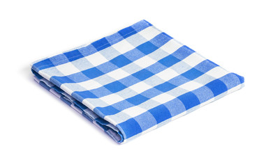 blue folded tablecloth isolated