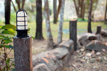 lamp on concrete pillar