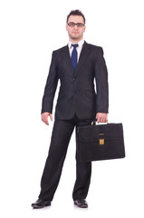 Funny businessman isolated on the white