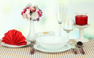 Beautiful table setting for breakfast