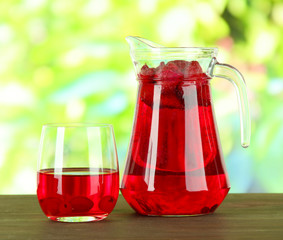 Pitcher and glass of compote