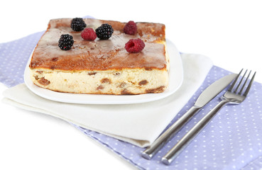 Cheese casserole with raisins