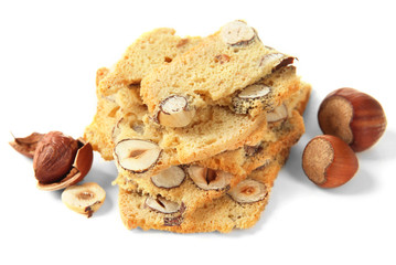 Biscotti with  nuts, isolated on white
