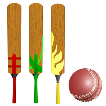 Cricket bats and ball