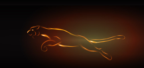 Огненный ягуаг в прыжке