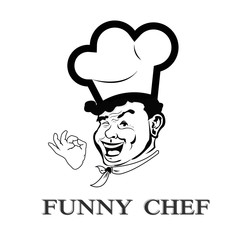 Funny face Chef.Portrait Cook.Vector
