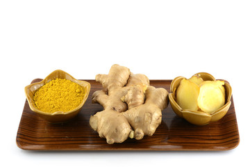 Ginger powdered on white