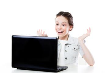 beautiful girl with a laptop