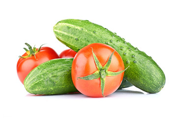 Ripe vegetables isolated on white background