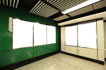 Blank Billboard in metro subway station