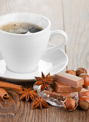 coffee with chocolate and dry breakfast
