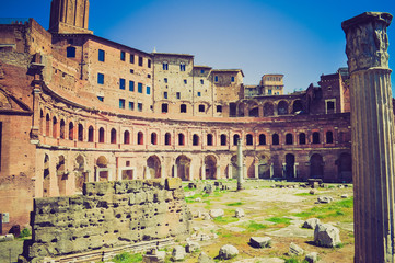 Fototapeta na wymiar Trajan's Market, Rome retro look
