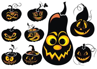 Halloween pumpkins set