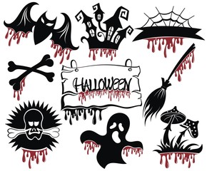Halloween black icon set