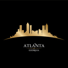 Atlanta Georgia city skyline silhouette black background