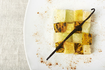 Mediterranean cuisine, melon in cubes.