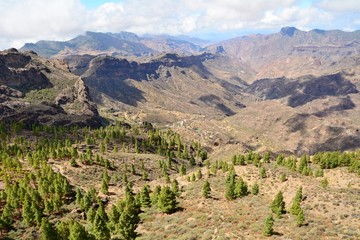 Gran Canaria mountain landscape. View from Roque Nublo peak.