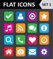 Universal Colorful Flat Icons. Set 1.
