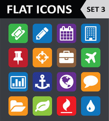 Universal Colorful Flat Icons. Set 3.