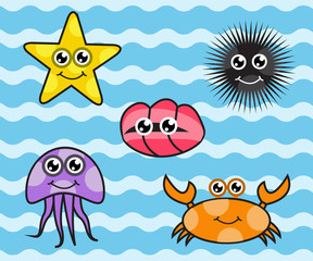 Cartoon sea creatures