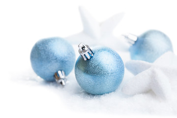 christmas decoration over snow isolated