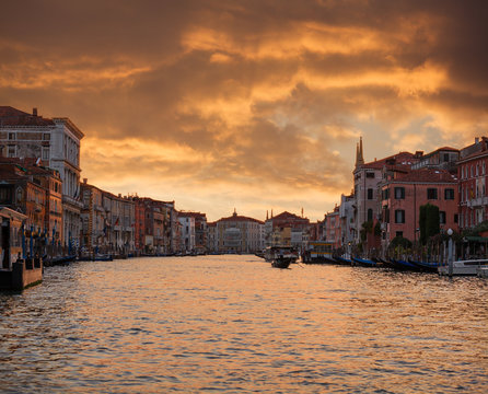 evening view of Grand Canal in Venice. Italy.