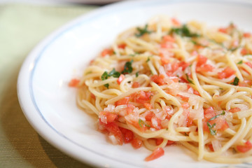 Spaghetti with tomato japanese style