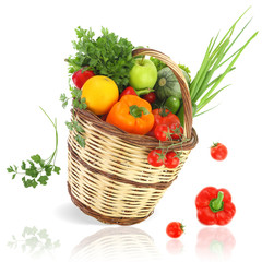 Vegetables and fruits in the basket