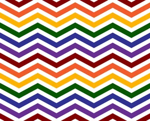 Crédence de cuisine en verre imprimé Zigzag Gay Pride Couleurs dans un fond de motif en zigzag