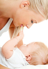 happy mother with baby