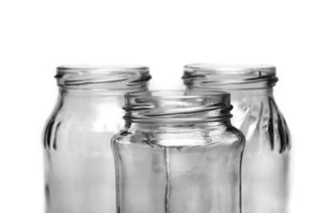 Three empty jars