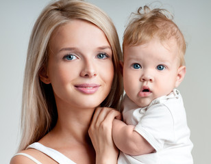 happy mother with baby