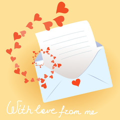 love letter with envelope and hearts