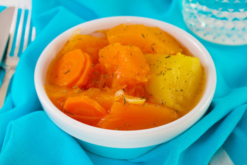 boiled vegetables in dish