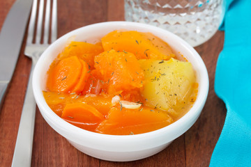 boiled pumpkin in white dish