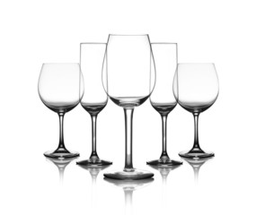 collection of cup glasses isolated on a white background