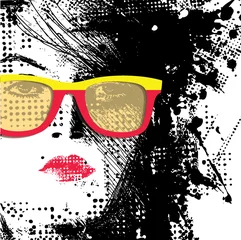 Afwasbaar Fotobehang Vrouwengezicht Vrouwen met zonnebril