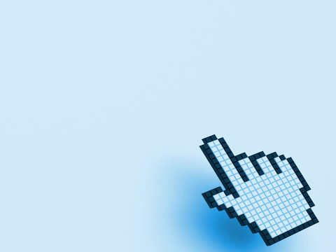Cursor Hand On Blue Background Shows Blank Copy Space Website