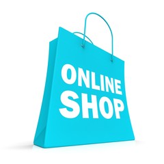 Shopping Online Bag Showing Internet Buying