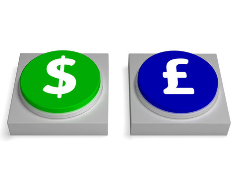 Dollar Or Pounds Signs Shows Forex And Foreign Exchange