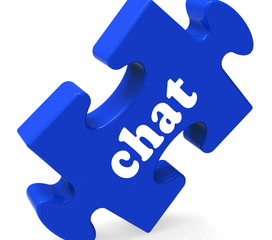 Chat Jigsaw Shows Chatting Typing Or Texting