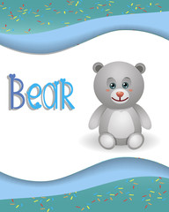 The bear on a white background in the animal alphabet letter "